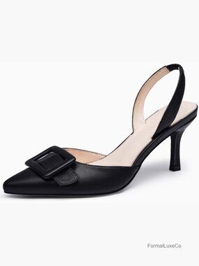 Pointed Toe Slingback Kitten Heel Pumps Dress Shoes Suede Wedding Party